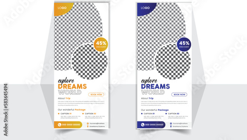 Modern Travel business agency x stand rollup pullup retractable signage banner design vector template