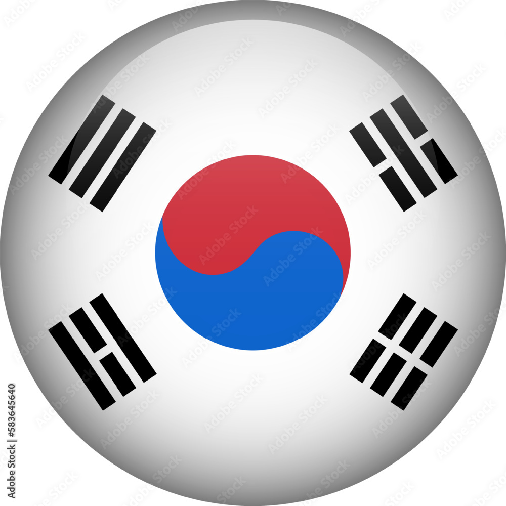 South Korea flag button. Emblem of South Korea. Vector flag, symbol. Colors and proportion correctly. South Korea flag button. Emblem of South Korea. Vector flag, symbol. Colors and proportion correctly.