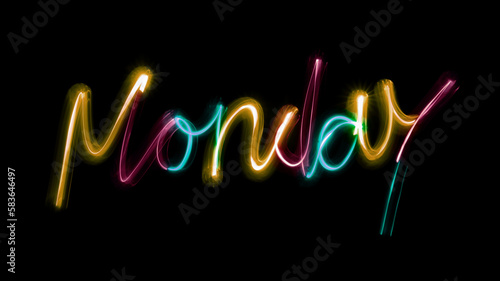 monday neon sign of glowing monday for opening new store weekday special