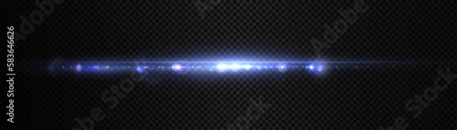 Light effects set of light lines isolated on transparent background. Light lines with rays and highlights. Glow effect. Laser light with shimmering sparkles.	