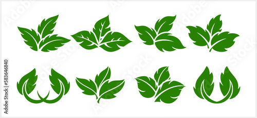 Stencil leaf icon isolated. Eco clipart. Laurel cartoon vector stock illustration. EPS 10