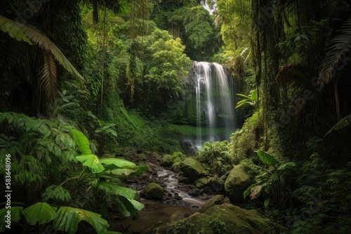 waterfall in the forest - Created with Generative ai