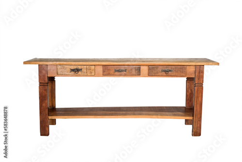 wooden table isolated on white