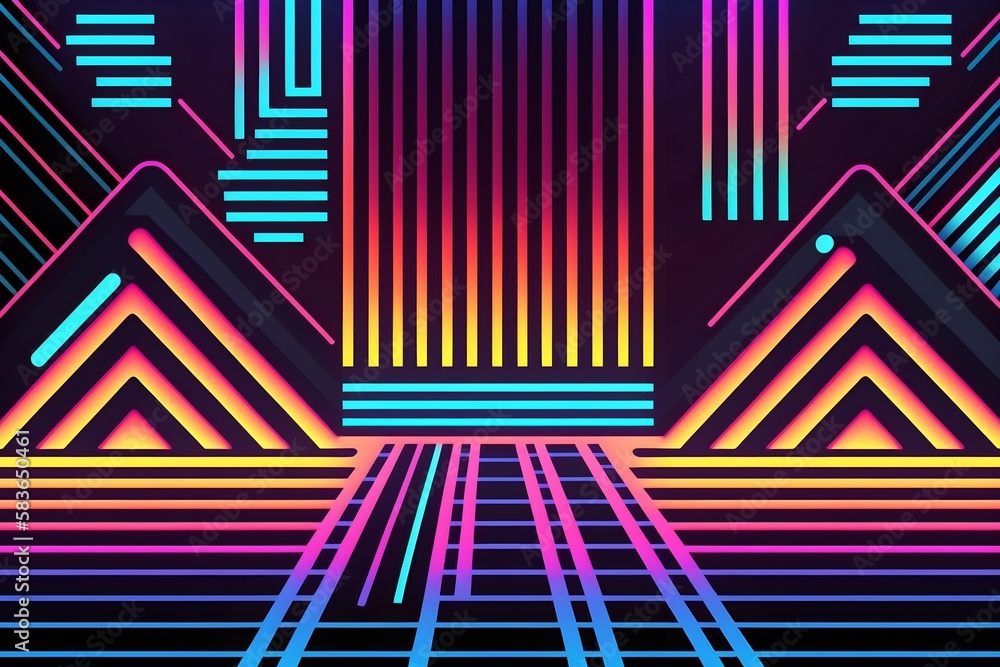 Fototapeta premium Abstract neon colorful retro synthwave style background