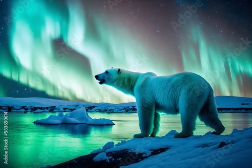 Polar bear colorful background  AI generated