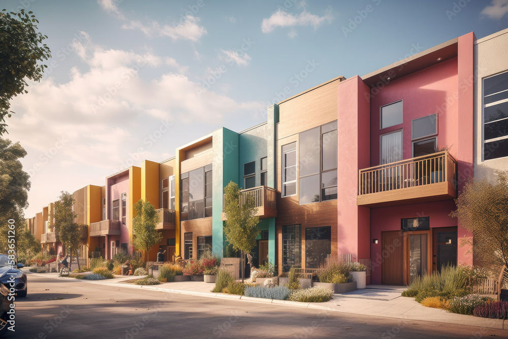 town houses in the city created with Generative AI technology town houses in the city created with Generative AI technology