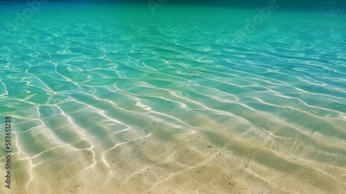 Abstract beautiful sandy beaches background with crystal clear waters of the sea and the lagoon Generative AI