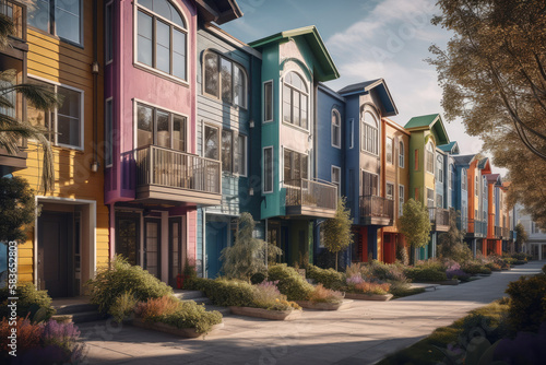 town houses in the city created with Generative AI technology