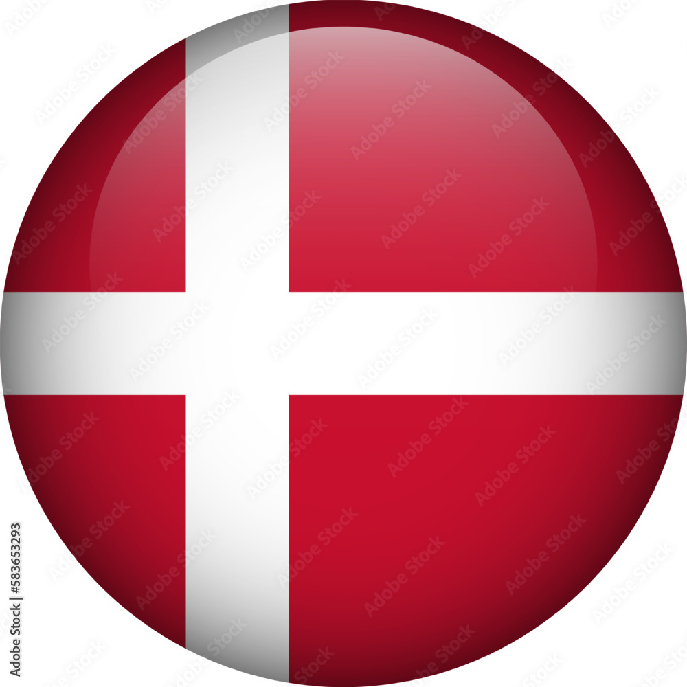 Denmark flag button. Emblem of Denmark. Vector flag, symbol. Colors and proportion correctly. Denmark flag button. Emblem of Denmark. Vector flag, symbol. Colors and proportion correctly.