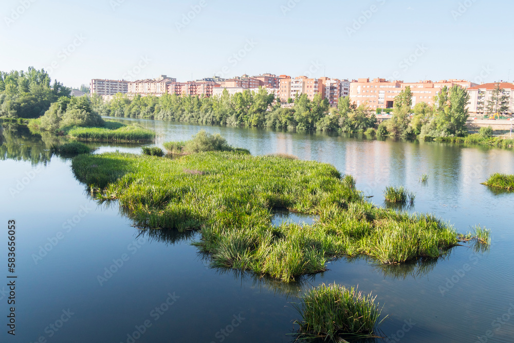 Tormes river and the city of Salamanca behind (Spain)