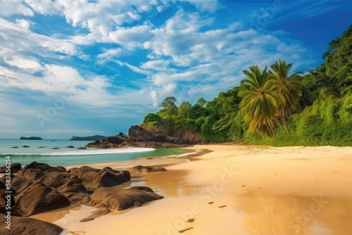 Beach with palm trees background