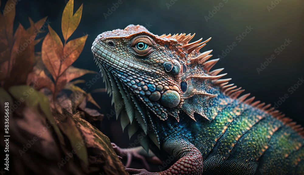 Fototapeta premium iguana on a tree