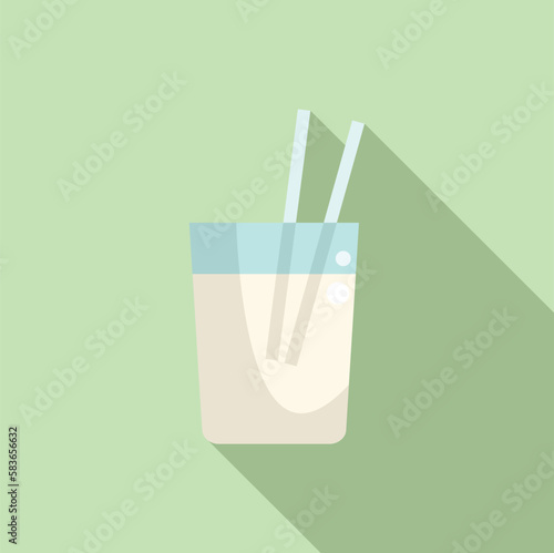 Milk glass icon flat vector. Food protein. Vitamin nutrient