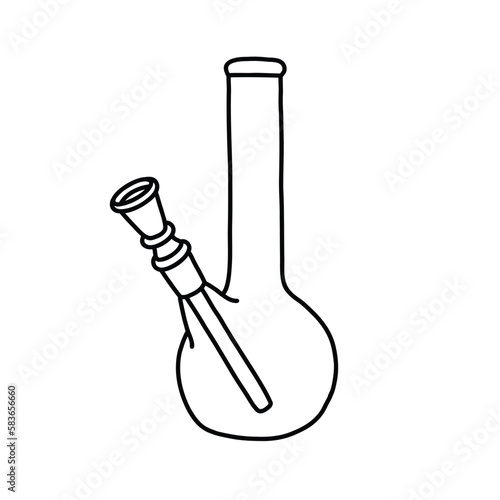 smoking bong doodle icon, vector color line illustration © chernous
