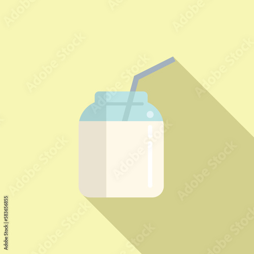 Milkshake icon flat vector. Food protein. Vitamin nutrition