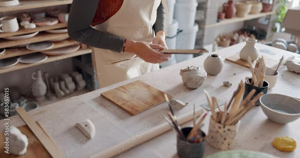 Pottery, sculpture and small business owner woman in her startup retail