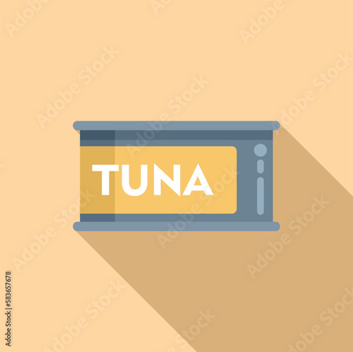 Tuna fish can icon flat vector. Food protein. Healthy vitamin