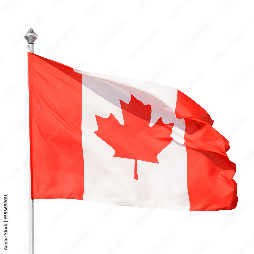 Canadian flag on flagpole. Isolated png with transparency Canadian flag on flagpole. Isolated png with transparency