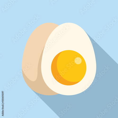 Boiled egg icon flat vector. Food protein. Health balance