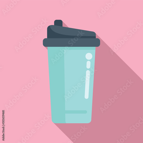 Sport shaker icon flat vector. Food protein. Fat meal