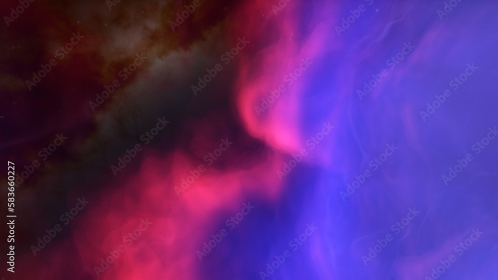 Nebula gas cloud in deep outer space, science fiction illustration, colorful space background with stars 3d render

