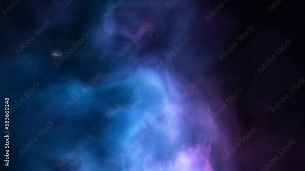 Nebula gas cloud in deep outer space, science fiction illustration, colorful space background with stars 3d render

