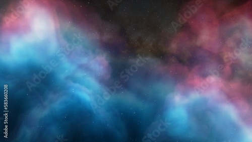 Nebula gas cloud in deep outer space  science fiction illustration  colorful space background with stars 3d render  