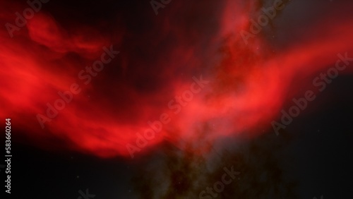 Nebula gas cloud in deep outer space, science fiction illustration, colorful space background with stars 3d render