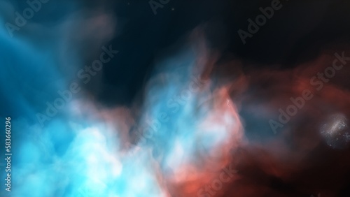 Nebula gas cloud in deep outer space, science fiction illustration, colorful space background with stars 3d render   © ANDREI