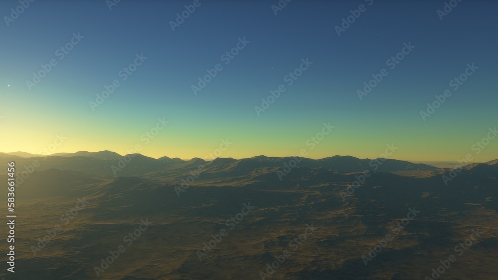 Fototapeta premium landscape on planet Mars, scenic desert scene on the red planet 