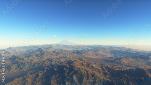 landscape on planet Mars  scenic desert scene on the red planet 