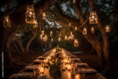 Enchanted Rustic Dinner (AI Generated)  © zhOngphO