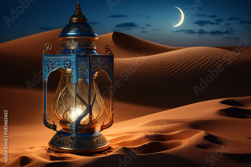 Wallpaper Mural magic lamp in the desert, generative AI Torontodigital.ca