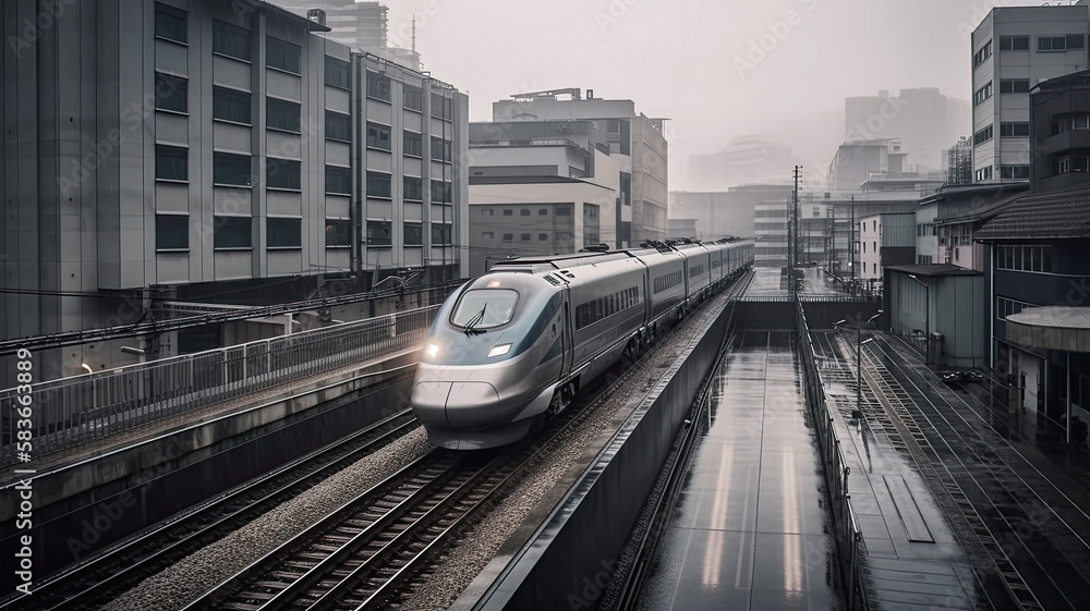 Naklejka premium train in motion created with Generative AI technology