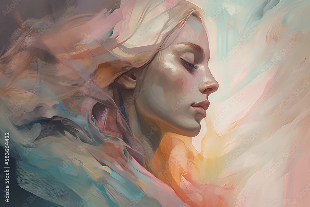 Artistic illustration of beautiful woman sleeping and dreaming, abstract Generative AI Artistic illustration of beautiful woman sleeping and dreaming, abstract Generative AI