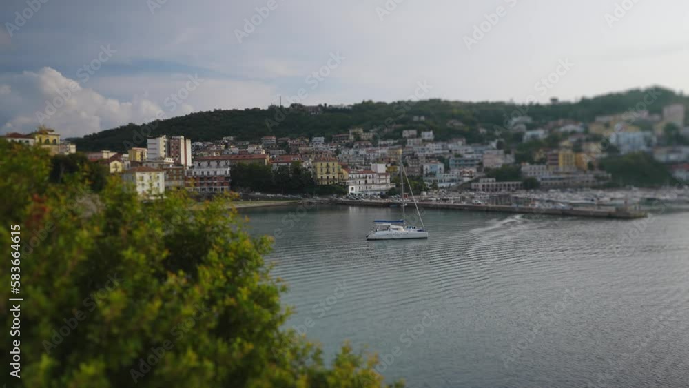 View of the city of Agropoli from the hillside. View of the city of Agropoli from the hillside.