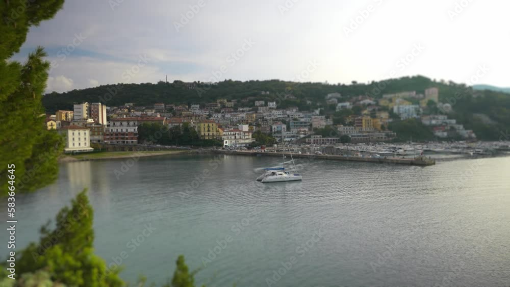 View of the city of Agropoli from the hillside. View of the city of Agropoli from the hillside.