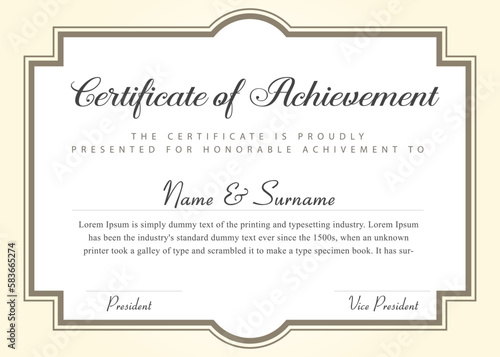 Certificate of Achievement Modern Vector Template