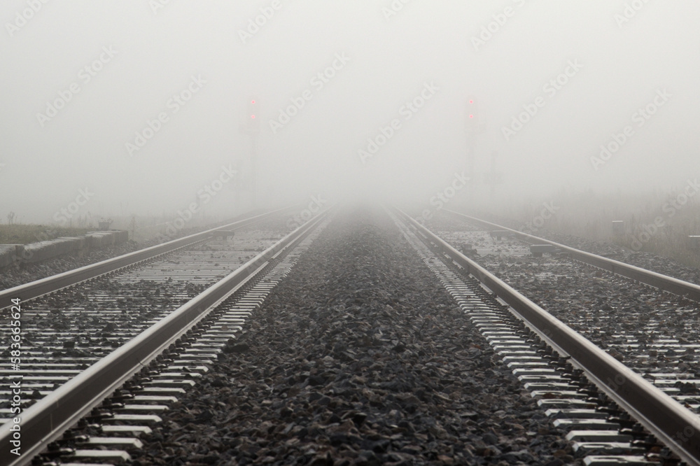 Fototapeta premium Rails dans le brouillard