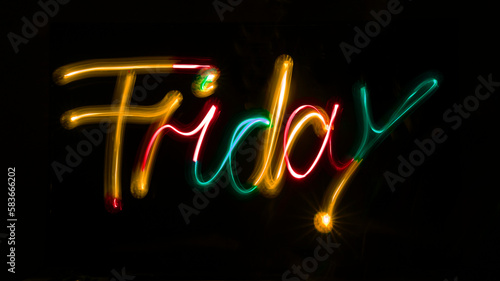 neon sign friday handwritten texture colorful background saturday party night neon word Screensaver open for sale for store