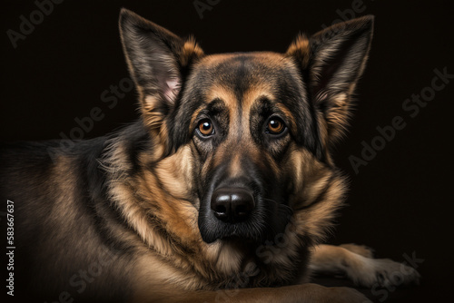 Majestic German Shepherd Dog on a Dark Background - Capturing the Loyalty, Intelligence, and Courage of this Powerful Breed