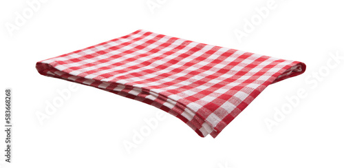 Red checkered napkin front view isolated on white background