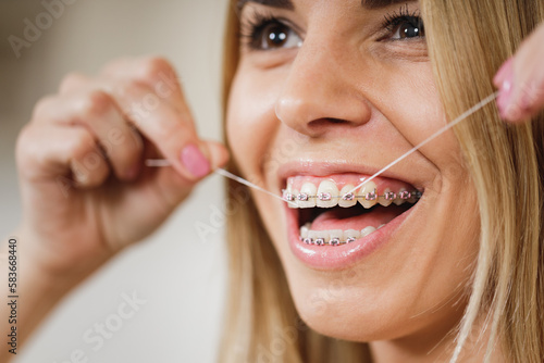 Cleaning Teeth With Dental Floss