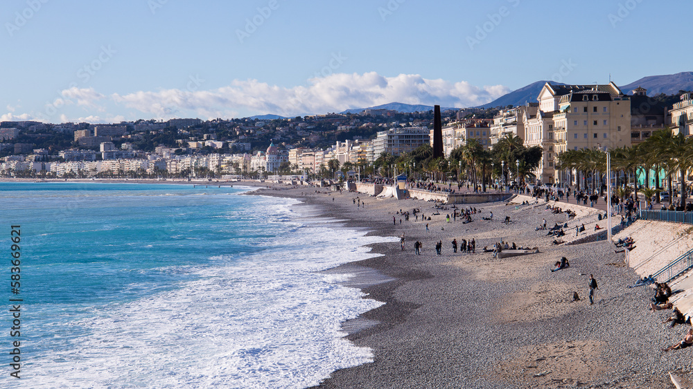 City beach of Nice at the french Riviera