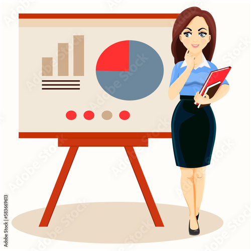 Business woman working and analyzing statistical chart in the office