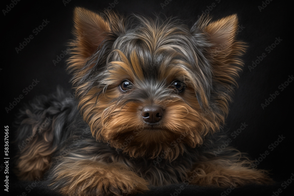 Discover the Endearing Yorkshire Terrier Dog on a Dark Background Discover the Endearing Yorkshire Terrier Dog on a Dark Background