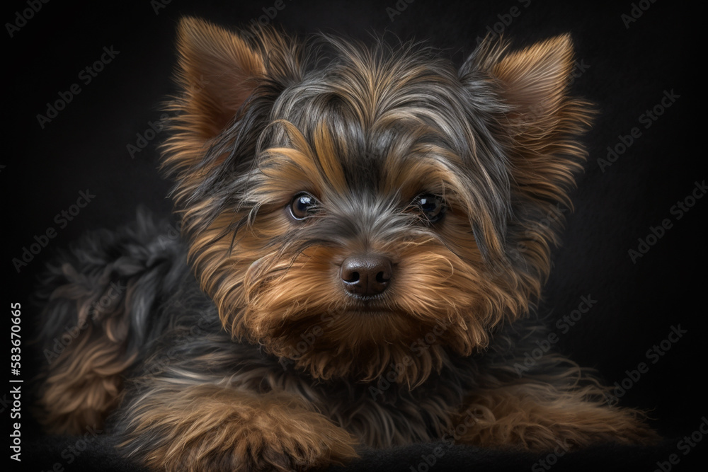 Discover the Endearing Yorkshire Terrier Dog on a Dark Background