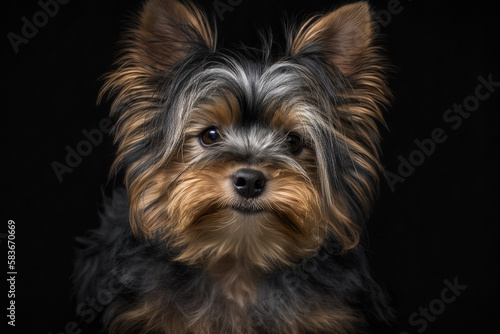 Discover the Endearing Yorkshire Terrier Dog on a Dark Background