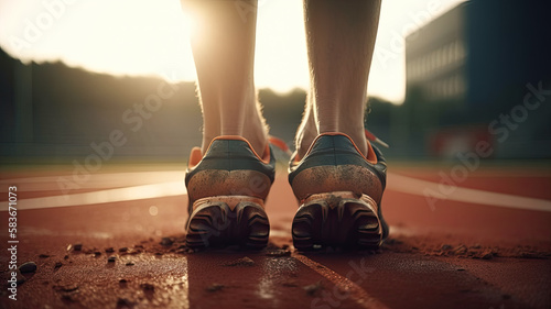 training theme with men legs and shoes created with Generative AI technology