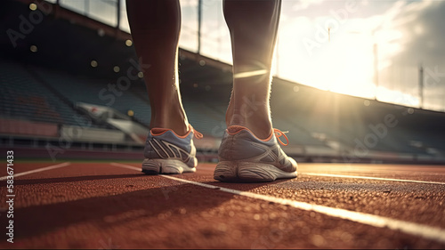 training theme with men legs and shoes created with Generative AI technology